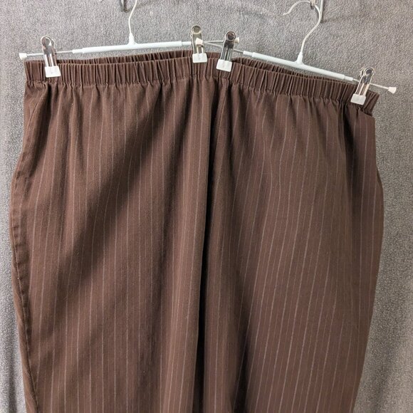 New! Women's Plus Size 28W Brown Pinstripe Pants 42" - 48" Elastic Waist - Picture 1 of 4